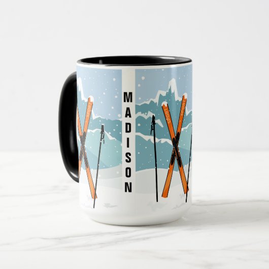 ウィンタースキー名前をカスタムするマグ マグカップ (正面左)