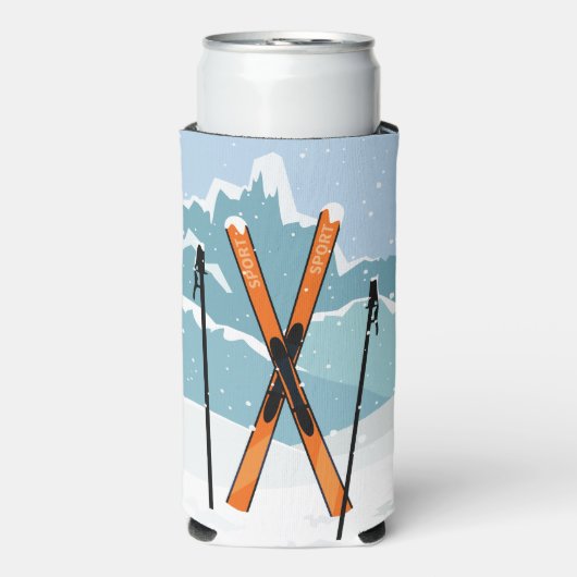 ウィンタースキー名前をカスタムする スリム缶クーラー (Seltzer正面)