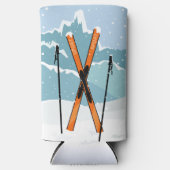 ウィンタースキー名前をカスタムする スリム缶クーラー (正面)