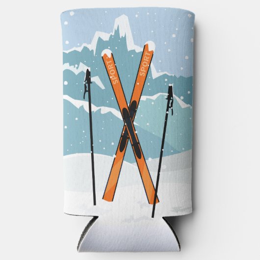 ウィンタースキー名前をカスタムする スリム缶クーラー (正面)