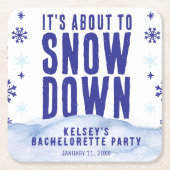 ウィンタースキー雪雪の花ブライズテイルパーティー スクエアペーパーコースター (正面)