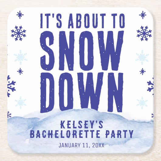 ウィンタースキー スノー スノーフレーク ブライズメイドパーティー スクエアペーパーコースター (正面)