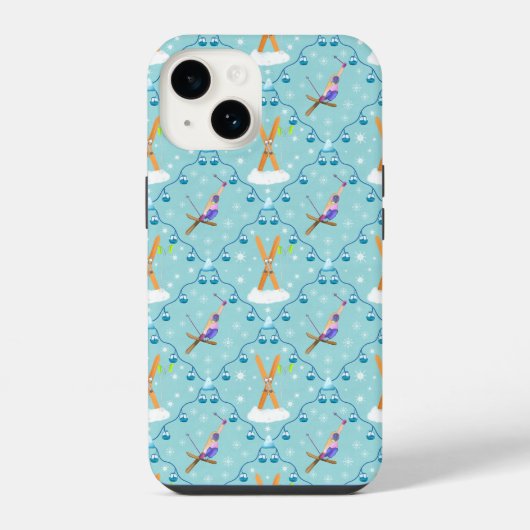 ウィンタースキー ダマスク柄 iPhoneケース (裏面)