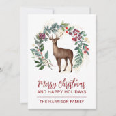 ウィンタースタッグホリーリースクリスマス シーズンカード (正面)