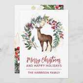ウィンタースタッグホリーリースクリスマス シーズンカード (正面/裏面)