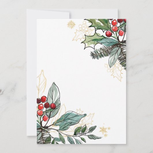 ウィンタースタッグホリーリースクリスマス シーズンカード (裏面)