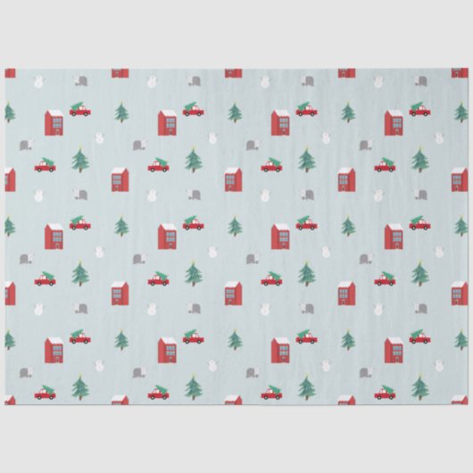 ウィンターステンドグラス模様のティシュペーパー - クリスマスギフト 薄葉紙 (正面)