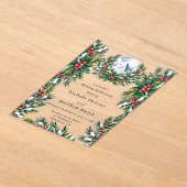 ウィンタースノーイパインリース結婚ズお祝い アクリル招待状 (レイダウン)