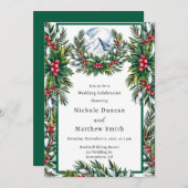 ウィンタースノーイパインリース結婚ズお祝い 招待状 (正面/裏面)