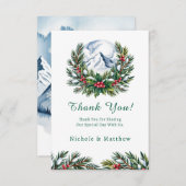 ウィンタースノーイパインリース結婚ズ サンキューカード (正面/裏面)