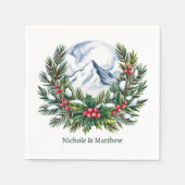 ウィンタースノーイパインリース結婚ズ スタンダードカクテルナプキン (正面)