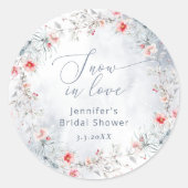 ウィンタースノーインラブエレガントブライダルシャワー ラウンドシール (正面)