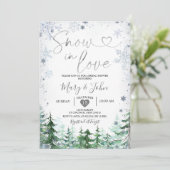 ウィンタースノーインラブシルバースノーフレークブライダルシャワー 招待状 (スタンド正面)