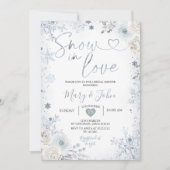 ウィンタースノーインラブブルースノーフレークブライダルシャワー 招待状 (正面)