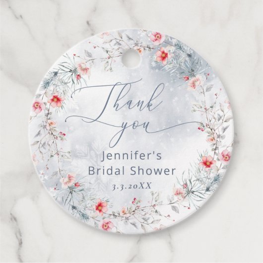 ウィンタースノーインラブ感謝していブライダルシャワーユー フェイバータグ (正面)