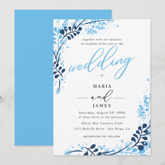 ウィンタースノーウェディング 招待状 (正面/裏面)