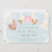 ウィンタースノーウッドランドアニマルズ誕生日招待状 招待状 (正面)