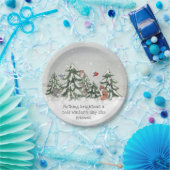 ウィンタースノーウッドランドアニマルフレンドズキツネウサギ  ペーパープレート (パーティー)