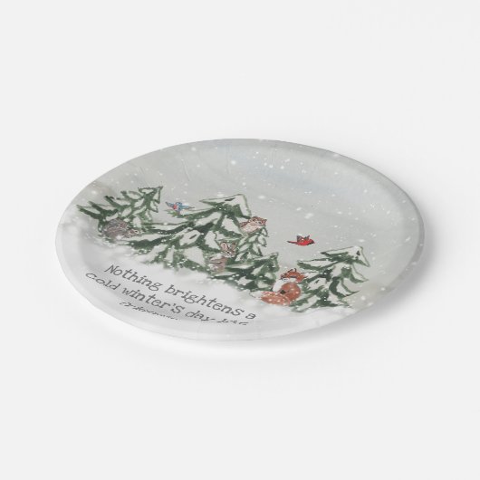 ウィンタースノーウッドランドアニマルフレンドズキツネウサギ  ペーパープレート (アングル)