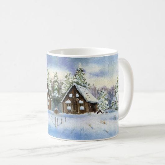 ウィンタースノーエフェクトハウスフォレストランドスケープエレガント コーヒーマグカップ (正面右)