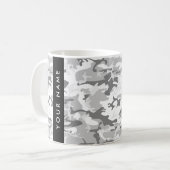 ウィンタースノーグレー迷彩 名前をパーソナライズ コーヒーマグカップ (正面左)