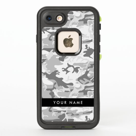 ウィンタースノーグレー迷彩 名前をパーソナライズ LifeProof iPhoneケース (裏面)