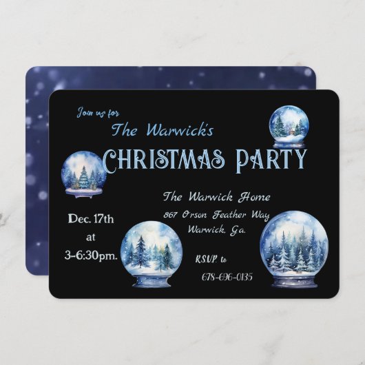 ウィンタースノーグローブエレガントパーティの招待状 (正面/裏面)