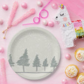 ウィンタースノーシーンクリスマスパーティープレート ペーパープレート (パーティー)