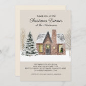 ウィンタースノーハウスパインツリークリスマスディナー 招待状 (正面/裏面)