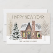 ウィンタースノーハウスパインツリーハッピーニューイヤー シーズンカード (正面)