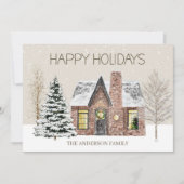 ウィンタースノーハウスパインツリーハッピーホリデーズ シーズンカード (正面)