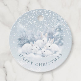 ウィンタースノーバニークリスマスメッセージカード フェイバータグ