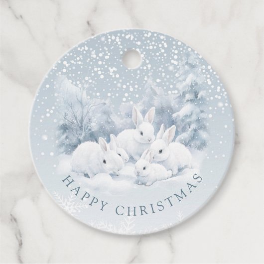 ウィンタースノーバニークリスマスメッセージカード フェイバータグ (正面)