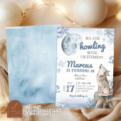 ウィンタースノーフォレストムーンウルフハウリング誕生日 招待状