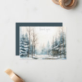ウィンタースノーフォレスト悔やみや弔慰ありがとう ノートカード (正面/裏面インサイチュ)