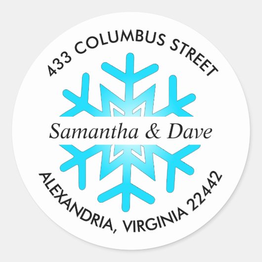 ウィンタースノーフレークカスタム差出人住所 ラウンドシール (正面)