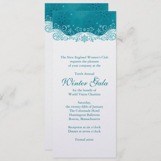 ウィンタースノーフレークガラ資金集企業のパーティー 招待状 (正面/裏面)