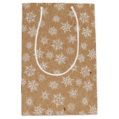 ウィンタースノーフレーククラフトプリントホリデー ミディアムペーパーバッグ (正面)