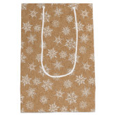 ウィンタースノーフレーククラフトプリントホリデー ミディアムペーパーバッグ (裏面)