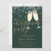 ウィンタースノーフレークゴールドスクリプトクリスマスパーティー 招待状 (正面)