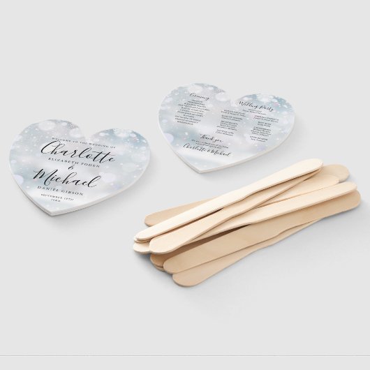 ウィンタースノーフレークスクリプト結婚式プログラムハート ハンドファン (組立なし)