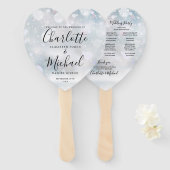 ウィンタースノーフレークスクリプト結婚式プログラムハート ハンドファン (正面&裏面)