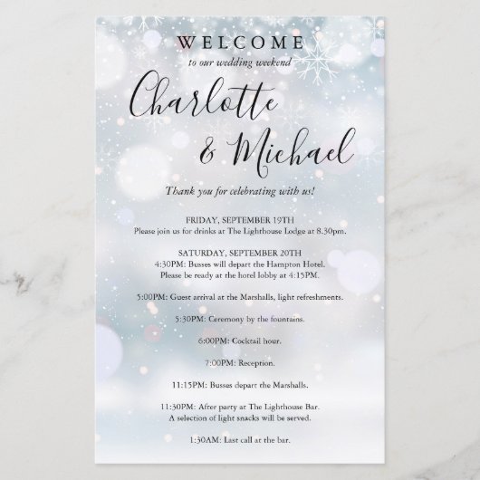 ウィンタースノーフレークスゲスト結婚ズウィークエンドプログラム (正面)