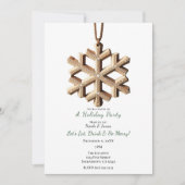 ウィンタースノーフレークススカンジナビアミニマルホリデー 招待状 (正面)