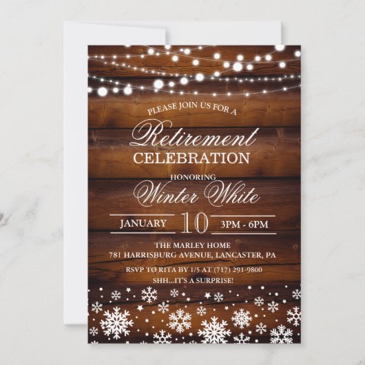 ウィンタースノーフレークスリタイアメント招待状 招待状 (正面)
