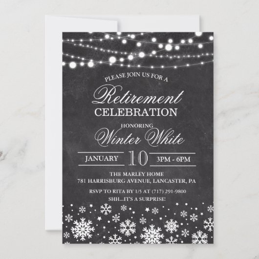 ウィンタースノーフレークスリタイアメント招待状 招待状 (正面)