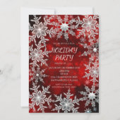 ウィンタースノーフレークスレッドホリデーパーティー招待状 招待状 (正面)
