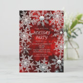 ウィンタースノーフレークスレッドホリデーパーティー招待状 招待状 (スタンド正面)