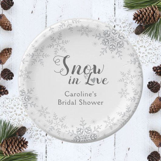 ウィンタースノーフレークス スノーインラブ ブライダルシャワー ペーパープレート