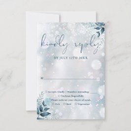 ウィンタースノーフレークス フラワーの結婚式 出欠カード